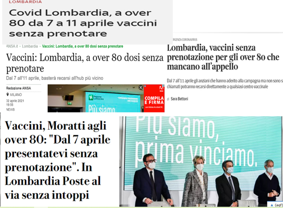 Per gli over 80 senza appuntamento non è più necessario prenotare