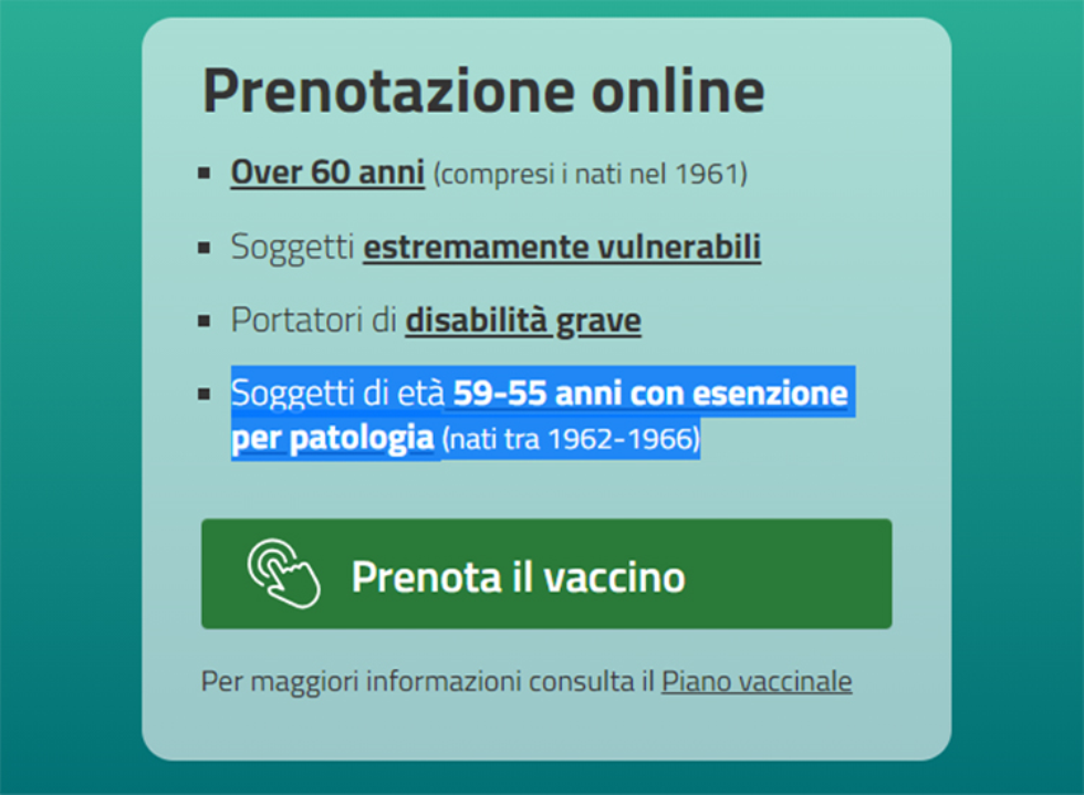 Vaccino anti-Covid per i pazienti fragili dai 55 anni: si prenota dal 28 aprile