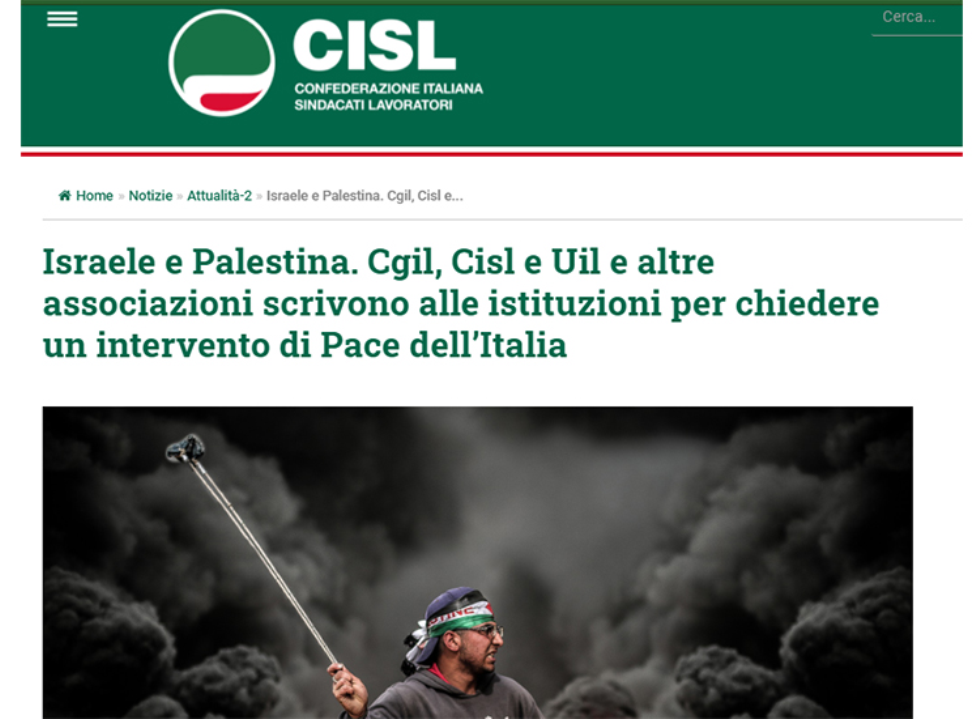 Israele-Gaza: Cgil Cisl e Uil si uniscono alla richiesta di fermare la guerra 