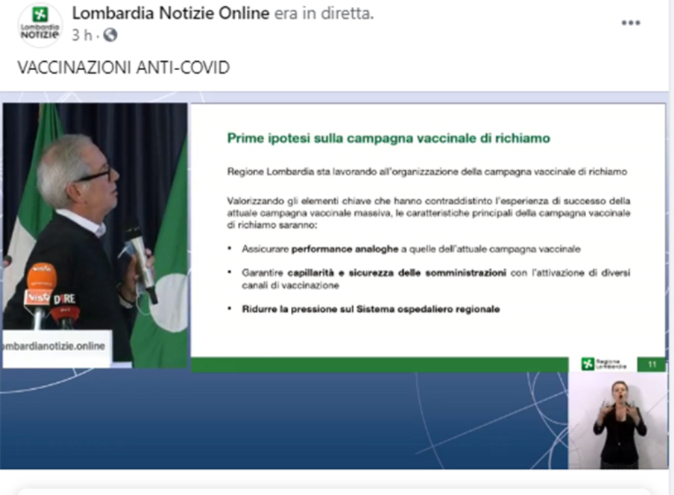 Conferenza stampa di Regione Lombardia: 100 mila dosi per gli under 18 nel Piano famiglia 