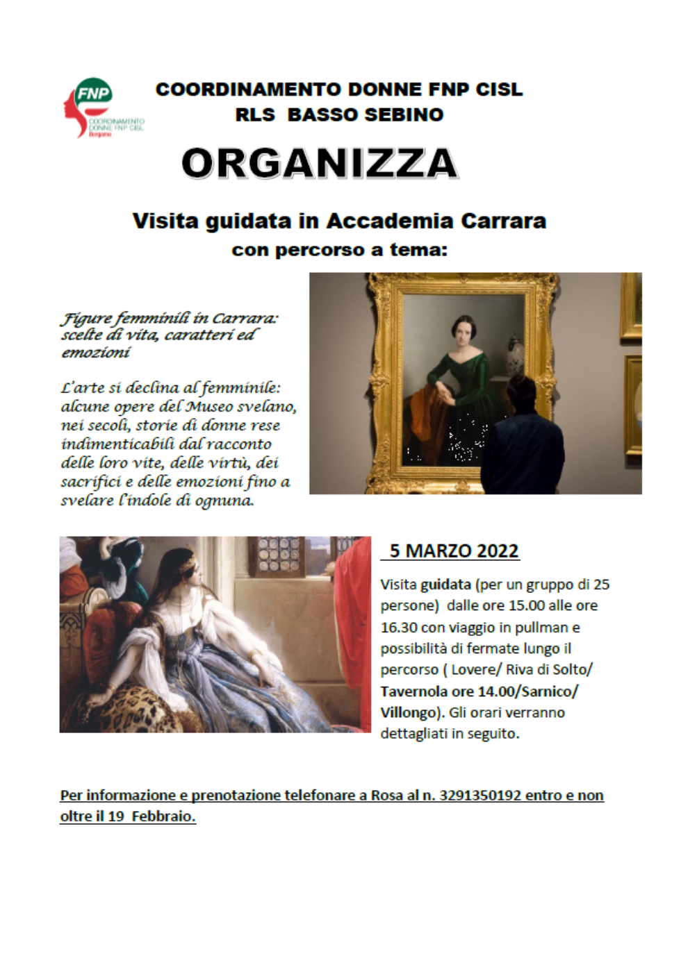 Figure femminili in Carrara: visite in Accademia per la giornata internazionale della donna