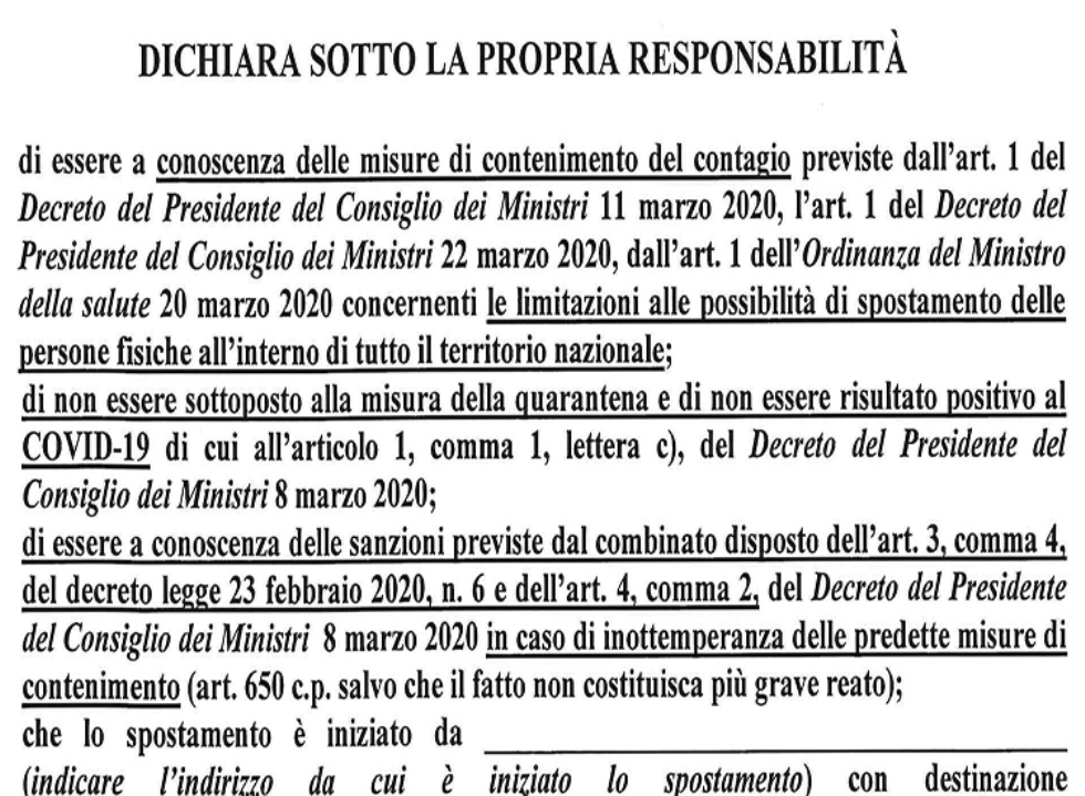Autocertificazione per uscire: c'è il modulo aggiornato al 23 marzo 