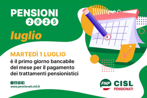 Pagamento pensioni Luglio 2025: il calendario