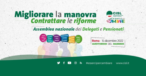 Oggi 15 dicembre Assemblea nazionale a Roma dei delegati e pensionati