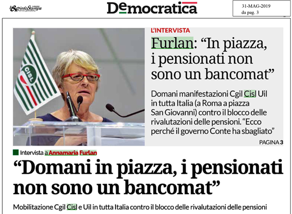 Articolo su Democratica sulla manifestazione del 1 giugno 2019 a Roma