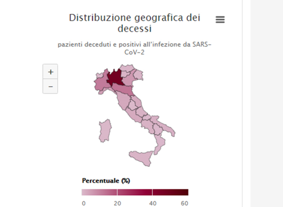 Distribuzione geografica dei decessi per Covidg