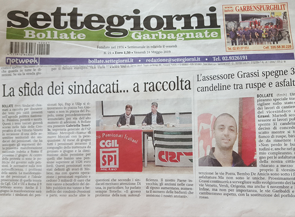 Sette Giorni articolo su assemblea Bollate  16 maggio
