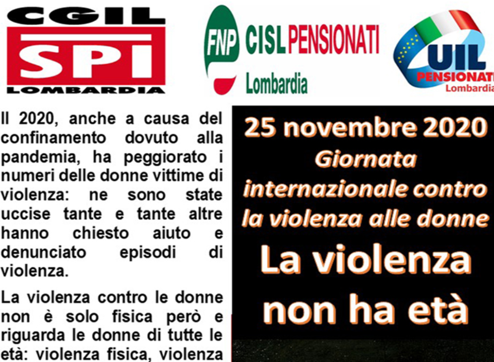 25 novembre volantino unitario sindacati pensionati lombardi