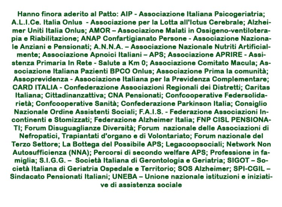 Patto per un nuovo welfare sulla non autosufficienza