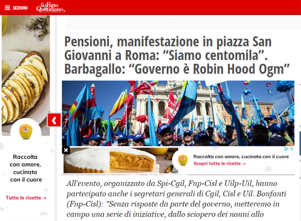 Il Fatto Quotidiano scrive sulla manifestazione del 1 giugno 2019 a Roma